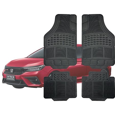 Jogo de Tapete Automotivo Carpete Borracha Completo Honda City Hatch