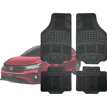 Jogo de Tapete Automotivo Carpete Borracha Completo Honda City Sedan