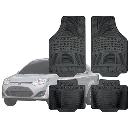 Jogo de Tapete Automotivo Carpete Borracha Completo Ford Fiesta Sedan