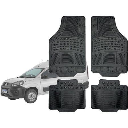 Jogo de Tapete Automotivo Carpete Preto Borracha Completo Fiat Fiorino