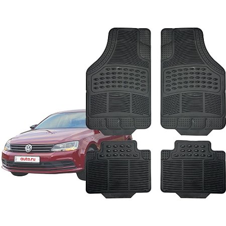 Jogo Tapete Automotivo Carpete Preto Borracha Completo Jetta Até 2019