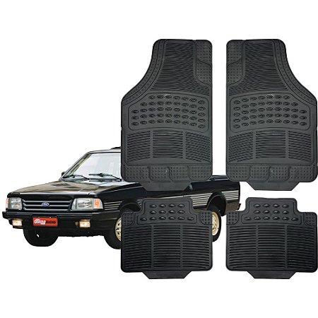 Jogo Tapete Automotivo Carpete Preto Borracha Completo Chevrolet Pampa