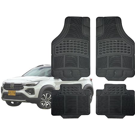 Jogo de Tapete Automotivo Carpete Preto Borracha Completo Fiat Pulse