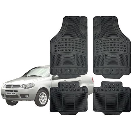 Jogo de Tapete Automotivo Carpete PVC Preto Completo Fiat Siena Todos