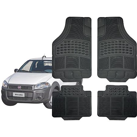 Jogo Tapete Automotivo Carpete Borracha Completo Fiat Strada Até 2020