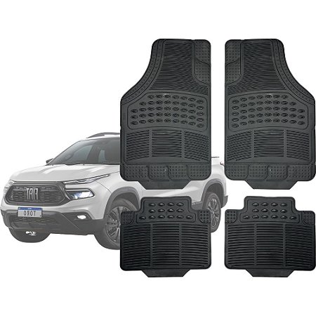 Jogo de Tapete Automotivo Carpete Preto Borracha Completo Fiat Toro