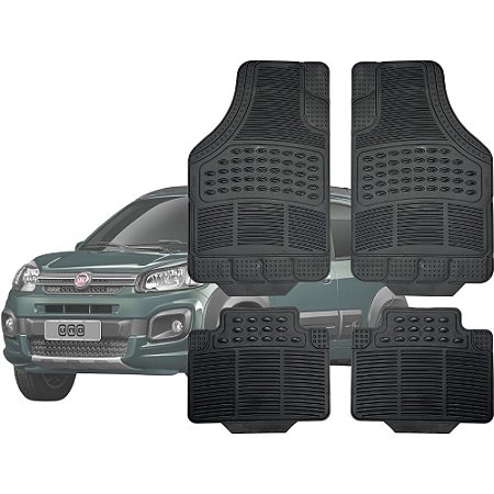 Jogo de Tapete Automotivo Carpete Preto Borracha Completo Fiat Uno