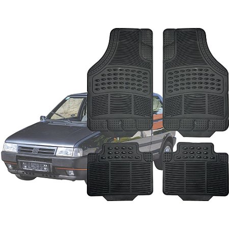 Jogo de Tapete Automotivo Carpete Borracha Completo Fiat Uno Quadrado