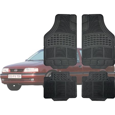 Jogo de Tapete Automotivo Carpete Preto Borracha Completo Vectra Sedan