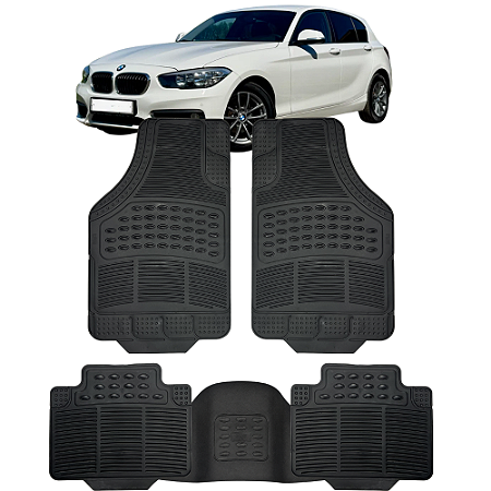 Jogo de Tapete Automotivo 5 Peça Preto Borracha PVC Com Tunel Bmw 118i