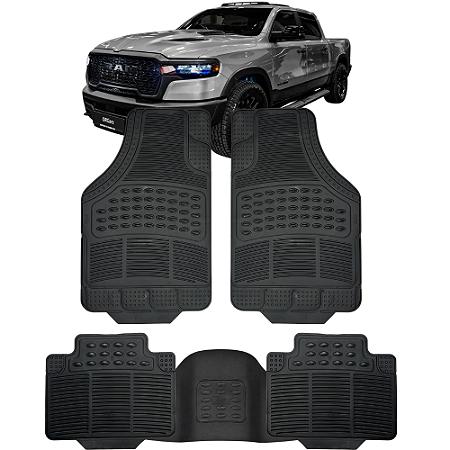 Jogo de Tapete Automotivo 5 Peça Preto Borracha PVC Com Tunel Ram 1500