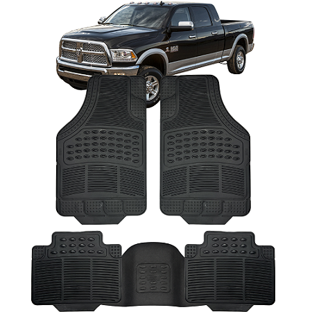 Jogo de Tapete Automotivo 5 Peça Preto Borracha PVC Com Tunel Ram 2500