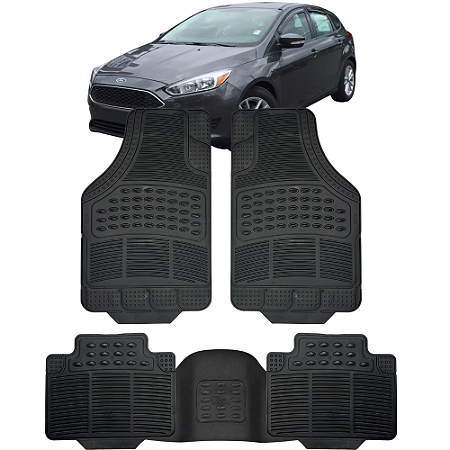 Jogo Tapete Automotivo 5 Peça Preto Borracha PVC + Tunel Focus Hatch