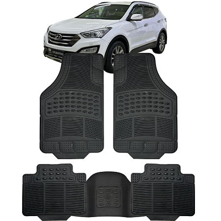 Jogo de Tapete Automotivo 5 Peça Preto Borracha PVC Com Tunel Santa Fé