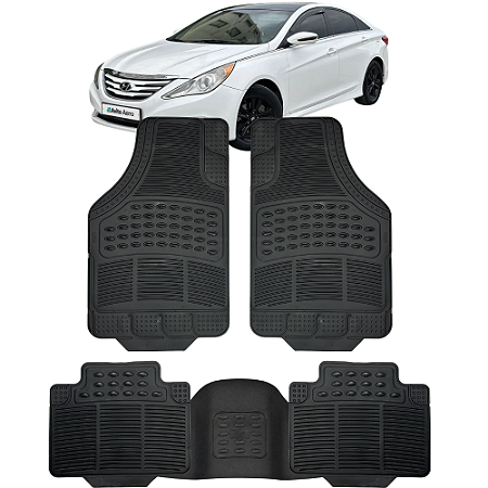 Jogo de Tapete Automotivo 5 Peça Preto Borracha PVC Com Tunel Sonata