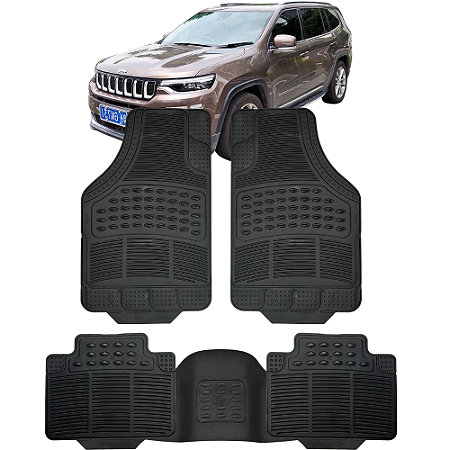 Jogo Tapete Automotivo 5 Peça Preto Borracha PVC + Tunel Jeep Commander