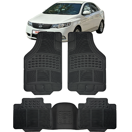 Jogo Tapete Automotivo 5 Peça Preto Borracha PVC Com Tunel Kia Cerato
