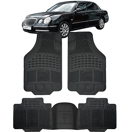 Jogo Tapete Automotivo 5 Peça Preto Borracha PVC Com Tunel Kia Opirus