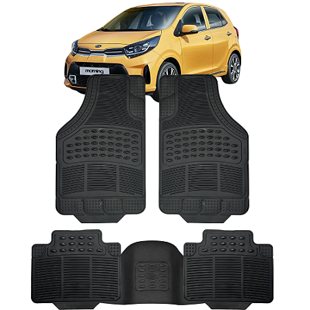 Jogo Tapete Automotivo 5 Peça Preto Borracha PVC Com Tunel Kia Picanto