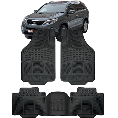 Jogo Tapete Automotivo 5 Peça Preto Borracha PVC Com Tunel Kia Sorento