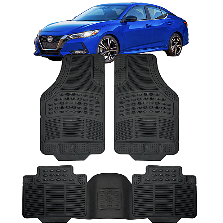 Jogo Tapete Automotivo 5 Peça Preto Borracha PVC + Tunel Nissan Sentra