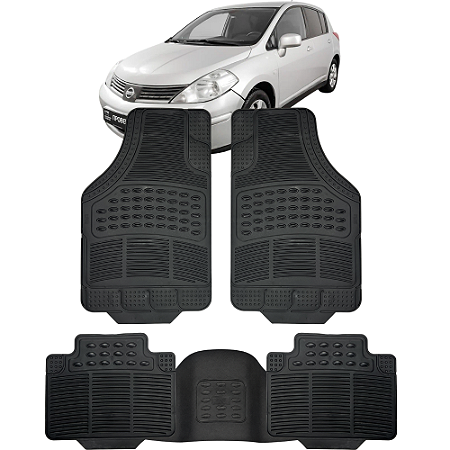Jogo Tapete Automotivo 5 Peça Borracha PVC + Tunel Nissan Tilda Hatch
