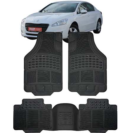 Jogo Tapete Automotivo 5 Peça Preto Borracha PVC Com Tunel Peugeot 508