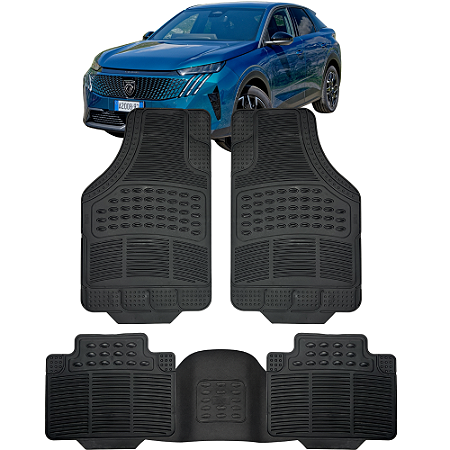 Jogo Tapete Automotivo 5 Peça Preto Borracha PVC + Tunel Peugeot 3008