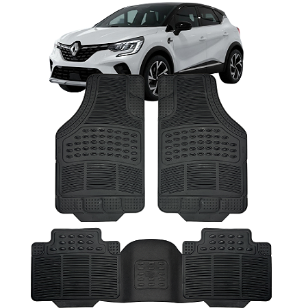 Jogo Tapete Automotivo 5 Peça Preto Borracha PVC + Tunel Renaut Captur