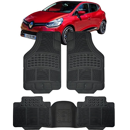 Jogo Tapete Automotivo 5 Peça Preto Borracha PVC Com Tunel Renaut Clio