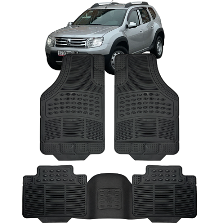 Jogo Tapete Automotivo 5 Peça Preto Borracha PVC + Tunel Renaut Duster