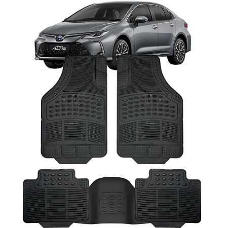Jogo Tapete Automotivo 5 Peça Preto Borracha PVC + Tunel Toyota Corolla