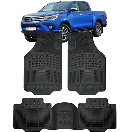 Jogo Tapete Automotivo 5 Peça Preto Borracha PVC + Tunel Toyota Hilux