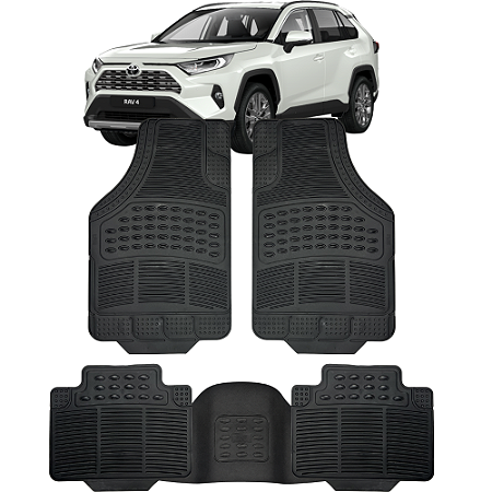 Jogo Tapete Automotivo 5 Peça Preto Borracha PVC Com Tunel Toyota Rav4