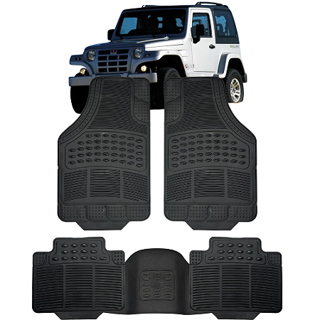 Jogo Tapete Automotivo 5 Peça Preto Borracha PVC + Tunel Jipe Troller