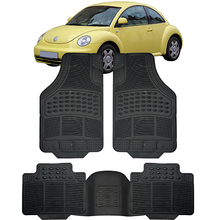 Jogo Tapete Automotivo 5 Peça Preto Borracha PVC Com Tunel New Beetle