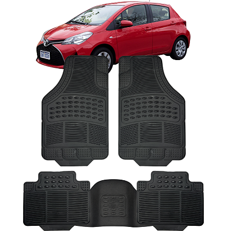 Jogo Tapete Automotivo 5 Peça Preto Borracha PVC Com Tunel Yaris Hatch