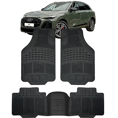 Jogo de Tapete Automotivo 5 Peça Preto Borracha PVC Com Tunel Audi Q5