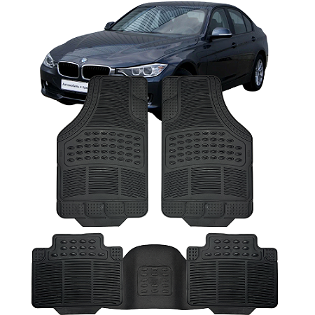 Jogo de Tapete Automotivo 5 Peça Preto Borracha PVC Com Tunel Bmw 318i
