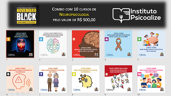 Promoção do Mês da Psicologia   Ψ   Combo com diversos cursos gravados sobre Neuropsicologia