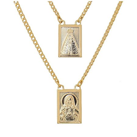 Escapulário Masculino Banhado Ouro 18k