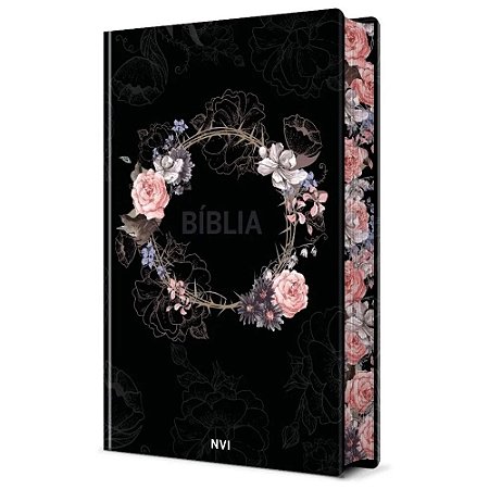 Bíblia Sagrada Flores Preta