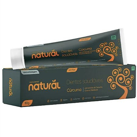 Creme Dental Natural com Extrato de Cúrcuma, Cravo e Melaleuca -  80g
