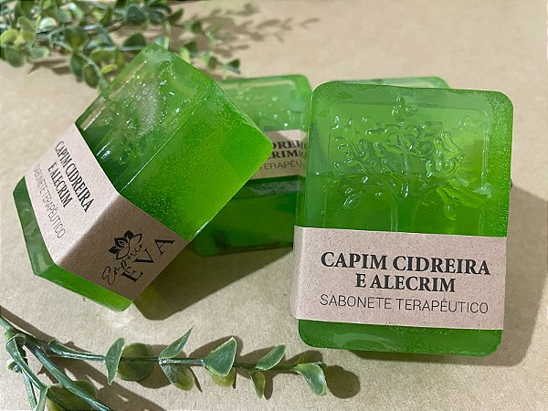 Sabonete Artesanal Capim Cidreira e Alecrim (com Óleo Essencial de Capim Cidreira)