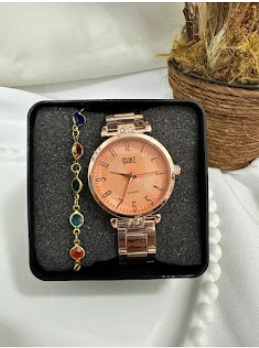 Relogio folheado + Pulseira da mora