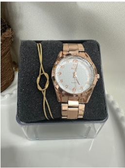 Kit relogio + Pulseira folheada