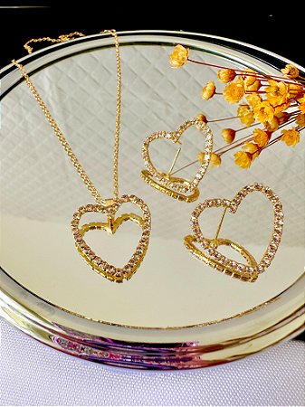 Conjunto brinco + colar folheados Ana azevedo