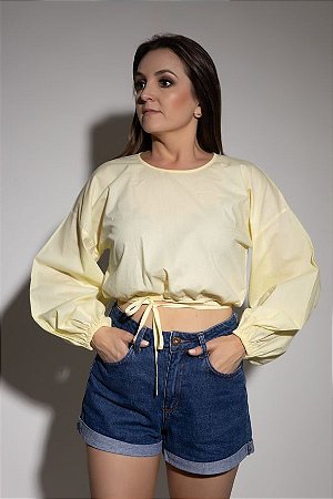BLUSINHA CROPPED TRICOLINE AMARELA