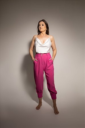 CALÇA CREPE ALFAIATARIA CENOURA PINK
