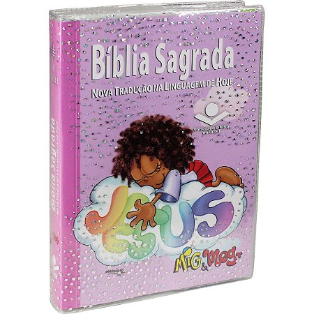 Bíblia Sagrada Mig & Meg SBB, Capa de Plástico com Impressão Holográfica Tamanho Pequeno, NTLH